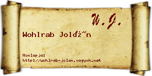 Wohlrab Jolán névjegykártya